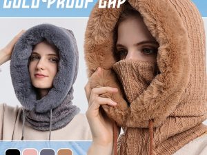 Wintermütze mit dickem Plüsch in Schwarz