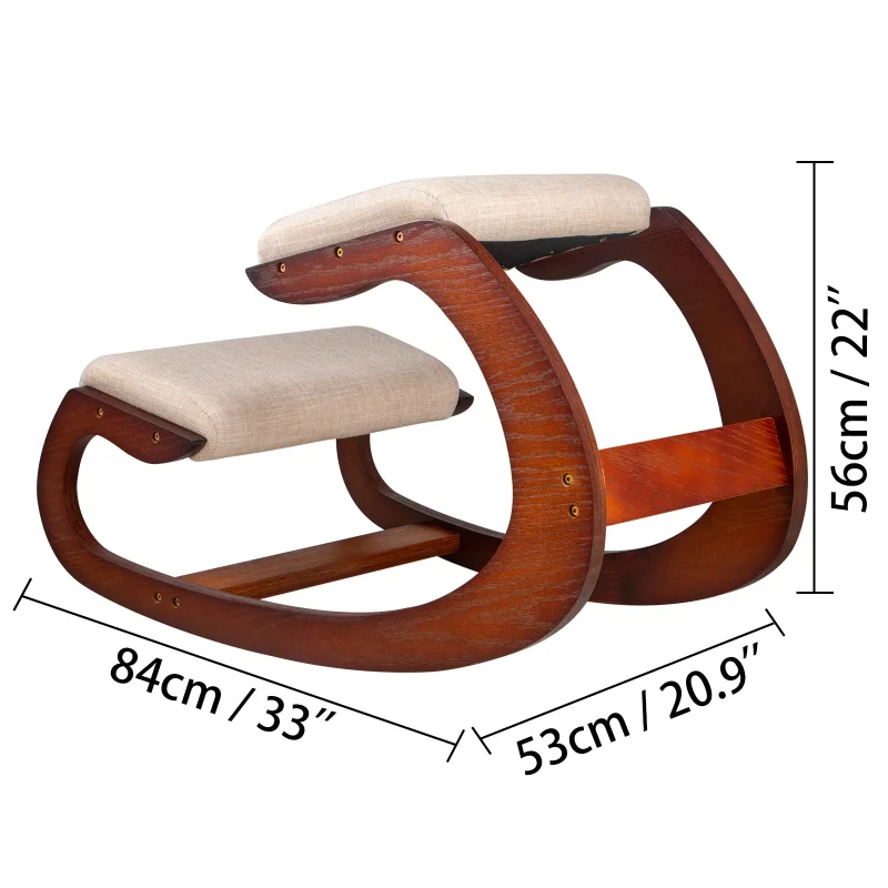 VEVOR 150KG Ergonomischer Kniestuhl aComputerstuhl Holzhocker 41/37x29x7cm Haltungskorrektur(Hickory) – Bild 6