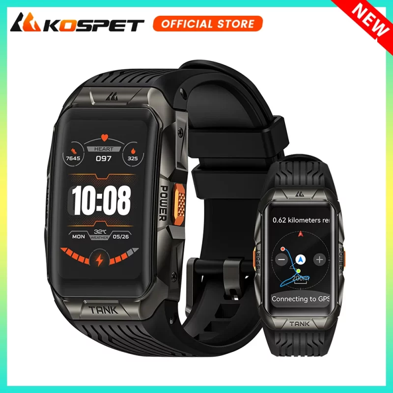 2025 KOSPET TANK X2 Ultra GPS Smart Watch für Männer 3D gebogener Bildschirm Edelstahlgehäuse Kompass Höhenmesser wasserdichte Smartwatch