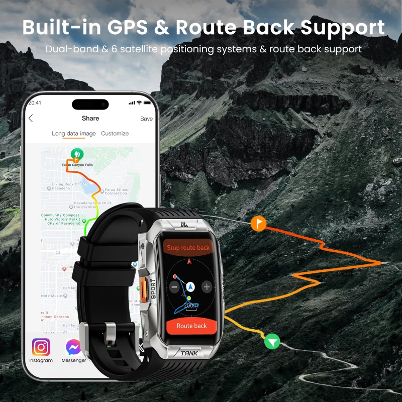 2025 KOSPET TANK X2 Ultra GPS Smart Watch für Männer 3D gebogener Bildschirm Edelstahlgehäuse Kompass Höhenmesser wasserdichte Smartwatch – Bild 4