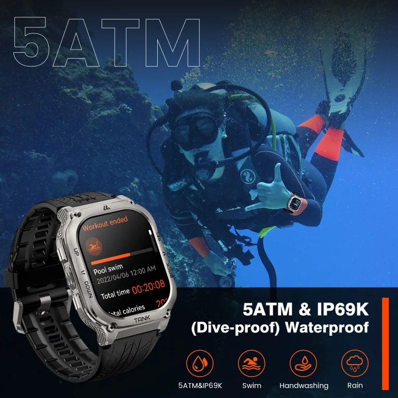 2024 Original KOSPET TANK M3 Smart Uhr Männer Smartwatch Für Frauen 480 mAh Digital Fitness AMOLED AOD Bluetooth Wasserdichte Uhren – Bild 3
