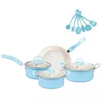 13PCS Antihaft-Kochgeschirr Set Medizinische Stein Beschichtung Ergonomische Griff Kochen Set mit Milch Topf Suppe Topf Braten Pan Eintopf topf