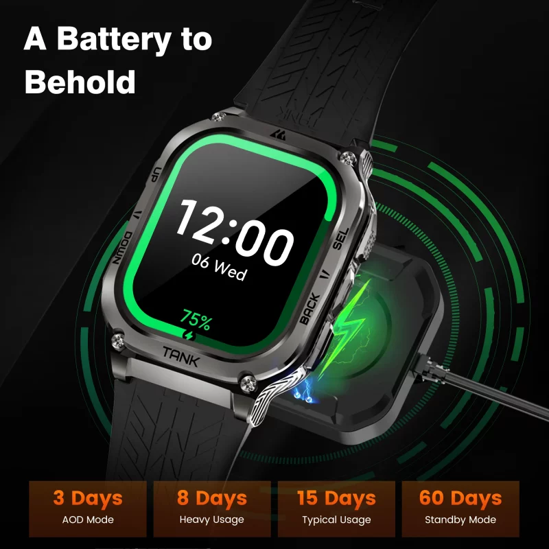 2024 Original KOSPET TANK M3 Smart Uhr Männer Smartwatch Für Frauen 480 mAh Digital Fitness AMOLED AOD Bluetooth Wasserdichte Uhren – Bild 4