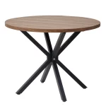 EGOONM Nordischer runder Tisch, Massivholztisch mit Holzdeckel und Stahlrahmen, Couchtische, Wohnzimmer, Büro, Wohnmöbel, 100 cm