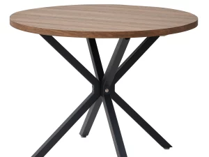 EGOONM Nordischer runder Tisch, Massivholztisch mit Holzdeckel und Stahlrahmen, Couchtische, Wohnzimmer, Büro, Wohnmöbel, 100 cm
