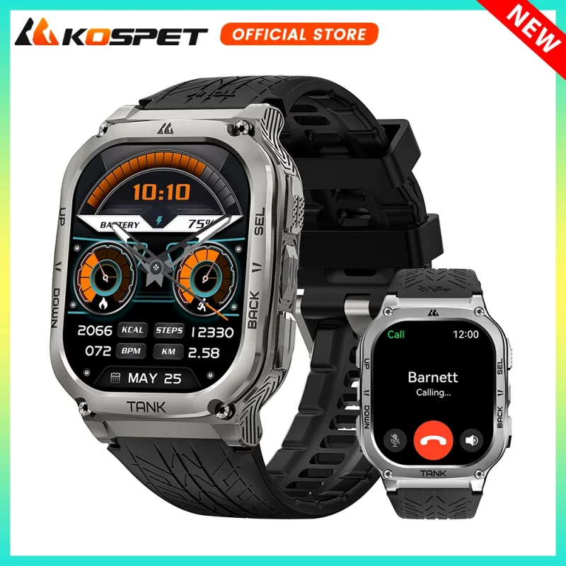 2024 Original KOSPET TANK M3 Smart Uhr Männer Smartwatch Für Frauen 480 mAh Digital Fitness AMOLED AOD Bluetooth Wasserdichte Uhren
