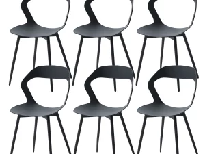 6er-Set Skandinavien-Esszimmerstühle für Esszimmermöbel, Stuhl, nordischer Designer, kreativer Haushaltsstuhl mit Rückenlehne, Weiß/Schwarz