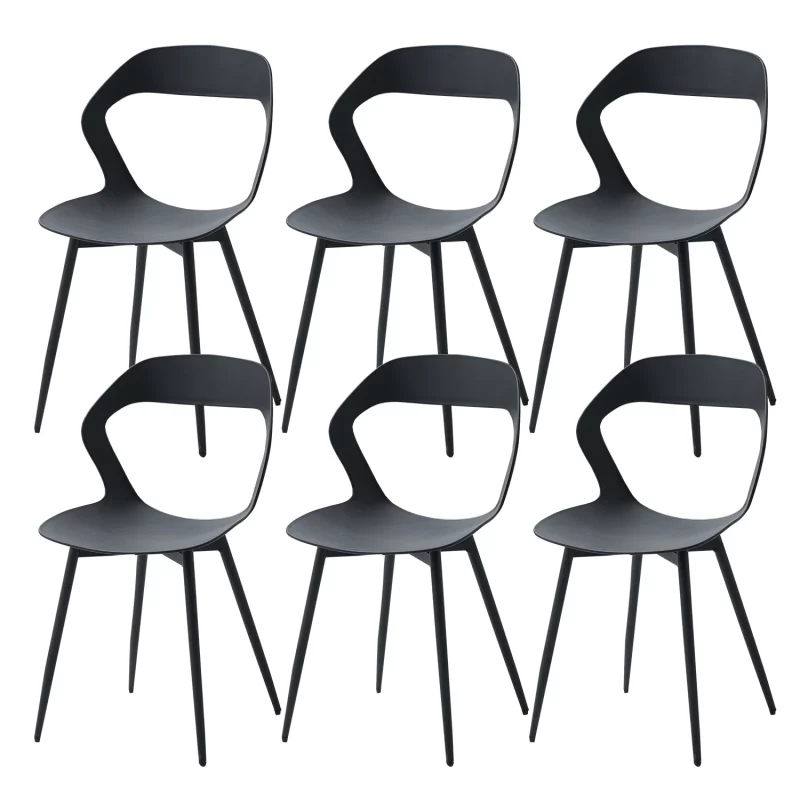 6er-Set Skandinavien-Esszimmerstühle für Esszimmermöbel, Stuhl, nordischer Designer, kreativer Haushaltsstuhl mit Rückenlehne, Weiß/Schwarz