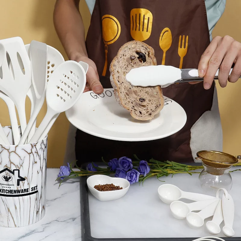 Rosa 18 Stücke Food Grade Silikon Küche Kochgeschirr Utensilien Turner Spachtel Messlöffel Praktisches Kochwerkzeug Küchenutensilien Set – Bild 6