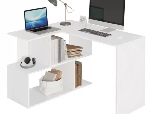 WOLTU Arbeits-PC-Computertisch aus Spanplatte mit Regalen für Arbeitszimmer, Studenten, Schreibtisch, Büro, Arbeit, Wohnmöbel