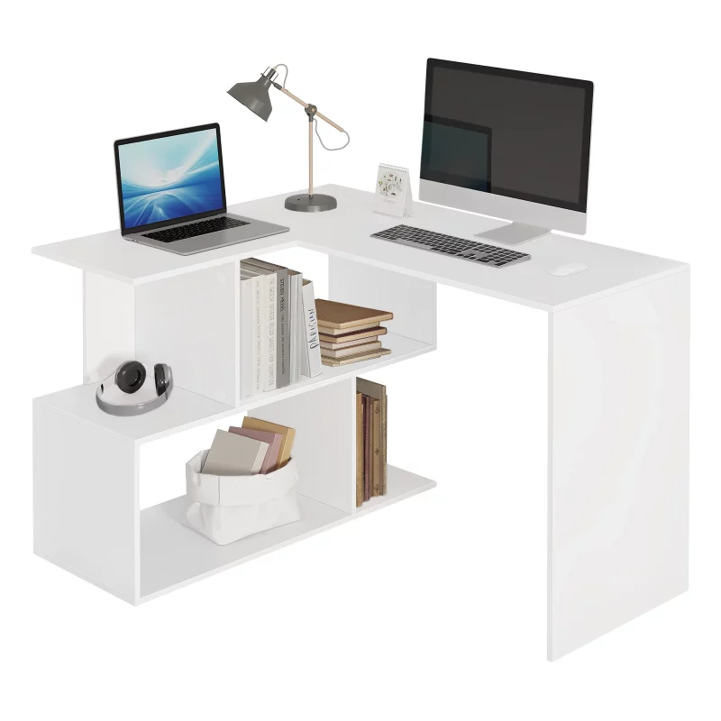 WOLTU Arbeits-PC-Computertisch aus Spanplatte mit Regalen für Arbeitszimmer, Studenten, Schreibtisch, Büro, Arbeit, Wohnmöbel