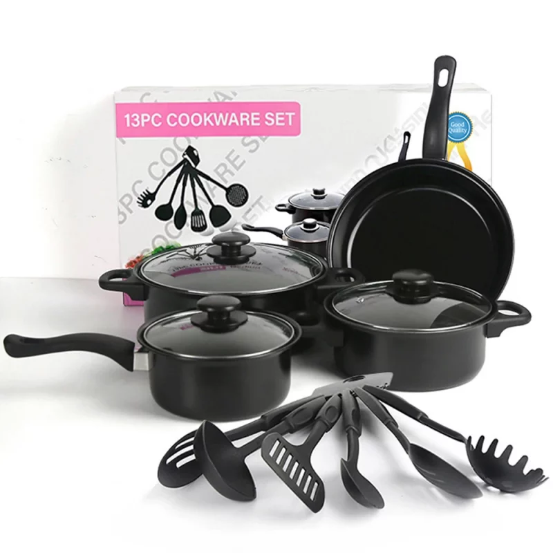 13-teiliges Set mit antihaftbeschichteten Töpfen und Pfannen, Küchenutensilien-Set, Milchtopf, Bratpfanne, Küchenkochgeschirr, Geschenke für Freunde und Familie