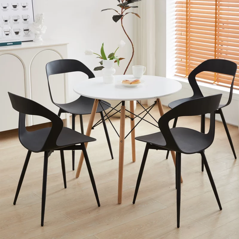6er-Set Skandinavien-Esszimmerstühle für Esszimmermöbel, Stuhl, nordischer Designer, kreativer Haushaltsstuhl mit Rückenlehne, Weiß/Schwarz – Bild 6