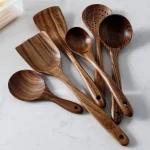 7 teile/satz Teak Natürliche Holz Geschirr Löffel Schöpfkelle Turner Reis Sieb Suppe Skimmer Kochen Löffel Scoop Küche Wiederverwendbare Tool Kit