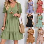 Womens Clothing 2025 lockerer V-Ausschnitt kurzärmelig – Womens Clothing 2025 lockerer V-Ausschnitt