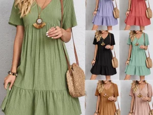 Womens Clothing 2025 lockerer V-Ausschnitt kurzärmelig – Womens Clothing 2025 lockerer V-Ausschnitt