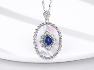 Saphir – Diamant – Anhänger Sterlingsilber – Saphir-Diamant-Anhänger Sterlingsilber